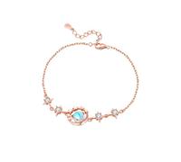 BnMvF Moonstone Zircone Bracciale S925 Argento Sterling, Pluto e Charon Bracciale, 17cm + 3cm Extender, Gioielli Regali per le Donne (Amicizia, Anniversario) (Argento,Taglia unica)