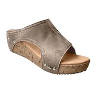 BnMvF Sandali con zeppa di supporto da donna Piattaforma in sughero naturale, Sandali con zeppa in sughero ortopedico antiscivolo comodi per le donne (Beige,43)