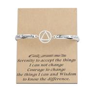BNQL AA Sobriety Recovery Gifts Bracciale Serenità Preghiera Alcolisti Regali Anonimi Gioielli Dio Serenità Coraggio Saggezza Braccialetto, 2.4 inches, Acciaio inossidabile