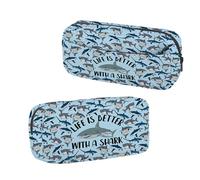 BNQL Astuccio a forma di squalo con squalo, regalo Life is Better con cerniera a forma di squalo, astuccio per penne, idea regalo per animali, squali, trucchi e cosmetici