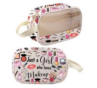 BNQL Beauty case da viaggio per truccatori e truccatori, idea regalo per estetista, con scritta "Just a girl who loves makeup cosmetolog"