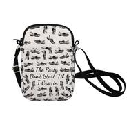 BNQL Borsa a tracolla per scarpe regalo per amanti delle scarpe regali divertenti regali per scarpe The Party Don't Start 'Til I Shoe In Shoe Party Shoe Sling Bag, bianco, 8.26*5.9 inches