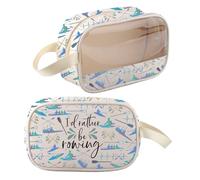 BNQL Borsa per il trucco di canottaggio Crew Team Canottaggio Regali per Vogatori Crew Regali Rafting Regalo I'd Rather Be Rowing Makeup Zipper Pouch Bag