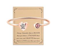 BNQL Braccialetto di consapevolezza del cancro al seno Gioielli di consapevolezza del cancro Bracciale con nastro rosa che non combatte da solo, Grande, Acciaio inossidabile, Senza pietre preziose