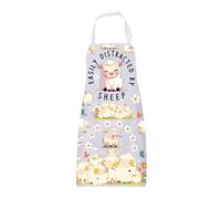 BNQL Grembiule con pecore Regali per gli amanti delle pecore Regali per gli agricoltori di pecore Regali facilmente distratti dalle pecore Grembiule da cucina con tasche, Grembiuleb Birra Gamberi, L