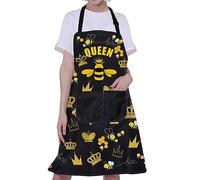 BNQL Grembiule da cucina con api regina da donna, grembiule da cucina con tasche, regalo con api regina Bumble Honey Bee Grembiule, Grembiule Queen Bee, L