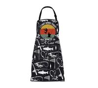 BNQL Grembiule da pesca con tasche, regalo per amanti della pesca, con scritta "I Cant Work Today My Arm Is In a Cast Fisher", regalo per pescatori