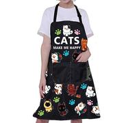 BNQL Grembiule per gli amanti dei gatti, grazioso grembiule con tasche per cucinare i gatti, grembiule da cucina, grembiule per gattino, amante dei gatti, proprietario mamma, regalo, gatti mi rendono