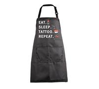 BNQL Grembiule Tatuaggio Artista Divertente - Mangiare Sonno Tatuaggio Ripetere - Regalo per Amante e Maestro del Tatuaggio, L