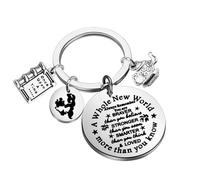 BNQL Magic Genie Lampada Portachiavi Lampada Magica Regalo Jasmine E Aladdins Fan Regali Un Tutto Nuovo Mondo Regali Principessa Jasmine Portachiavi, Grande, acciaio inox
