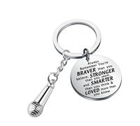 BNQL Portachiavi con microfono cantante regalo musica microfono regali microfono regali voce amante della musica regalo musicale cantante portachiavi, Grande, acciaio inox