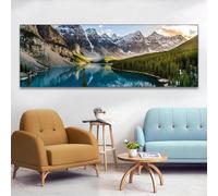 BNREDA Stampa su tela con montagne, paesaggio naturale, moderna, grande XXL, per camera da letto, soggiorno, tramonto, mare, spiaggia, senza cornice (C, 40x120cm, Senza cornice)