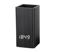bnsggl Controllo vocale digitale portapenne in legno sveglia scrivania matita LED