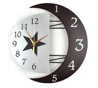 bnsggl Orologio da parete, 3D in legno per sole e luna, orologio da parete per hotel, casa, dormitorio, caffetteria, batteria