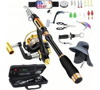 BNTTEAM Nuova Portatile Canna da Pesca 99% Fibra di Carbonio con Punta Fluorescente Della Canna,Telescopico Super Hard Ultralight Palo da Pesca per Surf (Completo Kits-B, 2.1M/82.6in/6.88ft)