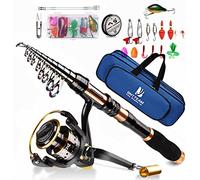 BNTTEAM Set Combinato Canna Da Pesca Telescopica Mulinello Da Spinning 99% Carbonio Con Borsa Esche Per Mare Acqua Dolce Stagno Fiume (T1-Kit completi, 3.0M/118in/9.84ft)