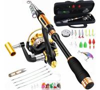 BNTTEAM Set Combinato Canna Da Pesca Telescopica Mulinello Da Spinning Carbonio Con Borsa Esche Per Mare Acqua Dolce Stagno Fiume