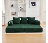BNUZ Divano a compressione color smeraldo con robusto telaio in metallo, tasche laterali e 3 cuscini, paesaggio lounge personalizzabile, moderna combinazione di tessuto in metallo, ideale per il