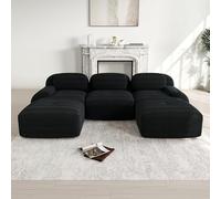 BNUZ Divano modulare in velluto a coste di alta qualità, nero, senza cornice, antiscivolo e adatto agli animali domestici, braccioli extra larghi, imbottitura 32D altamente elastica per soggiorno