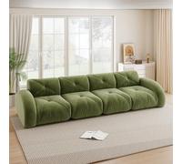 BNUZ Divano senza cornice, extra grande divano modulare a quattro posti, comodo tessuto di ciniglia, adatto per il soggiorno, design verde antiscivolo, nessun montaggio richiesto