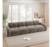 BNUZ Divano senza cornice, extra large modulare a quattro posti, comodo tessuto di ciniglia, adatto per il soggiorno, marrone, design antiscivolo, nessun montaggio richiesto