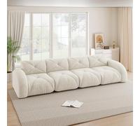 BNUZ Divano senza cornice, extra large modulare a quattro posti, comodo tessuto di ciniglia, adatto per il soggiorno, bianco, design antiscivolo, nessun montaggio richiesto