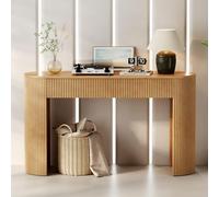 BNUZ Elegante tavolo da consolle sottile 120 × 33 x 76 cm, con cassetti per ingresso, lato anteriore curvo e poggiapiedi regolabili, consolle per corridoio