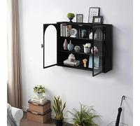 BNUZ Moderno armadio a due porte in vetro, nero, 60 x 70 cm, con spazio di archiviazione a tre livelli, per corridoio, soggiorno, bagno, sala da pranzo, armadio con motivo intrecciato