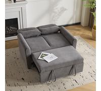 BNUZ Moderno divano letto, funzione sonno, 2 posti, pieghevole, con funzione estraibile, schienale regolabile, con grande cuscino per la schiena, salvaspazio, per piccoli soggiorni, grigio anticato
