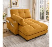 BNUZ Poltrona a forma di palma, giallo senape, soffice imbottitura a righe, corrimano con cuscini rotoli, alette per la testa, tre tazze e una tasca laterale per pantaloni, per soggiorno e camera da