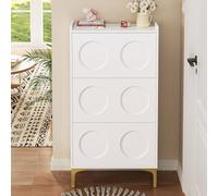 BNUZ Scarpiera moderna in bianco, 60 x 120 cm, design a tre piani con ampio spazio di archiviazione, piedini in metallo stabili, salvaspazio nell'ingresso