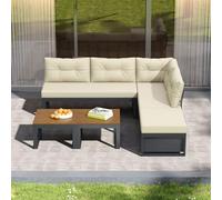 BNUZ Set di mobili da giardino multiuso con schienale regolabile a 3 livelli e funzione sdraio, beige, spessi cuscinetti confortevoli, spazio di archiviazione e rivestimento in poliestere resistente