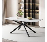 BNUZ Tavolo da pranzo estensibile automatico, rettangolare, per il tempo libero, 70 x 180 cm, design sacro, struttura in marmo, bianco e nero