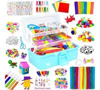 BNUZEIYI 3000 Pezzi Lavoretti Creativi per Bambini DIY Art Craft Set Scovolini Colorati per Lavoretti Scatola artigianale 3 strati Materiale scolastico fai da te Regali per Ragazze e Ragazzi, Blu