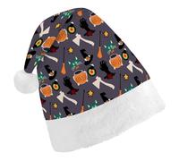 BNVOPTRE Cappello di Natale adulto, cappello da strega scopa stampato cappello di Natale, cappello da festa di Natale per adulti, cappello a teschio di Babbo Natale