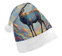 BNVOPTRE Cappello di Natale adulto, Cappello di Natale stampato con opere d'arte di alce,Cappello da festa di Natale adulto,Cappello di teschio di Babbo Natale