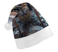 BNVOPTRE Cappello di Natale adulto, Cappello di Natale stampato ragno macinato,Cappello adulto del partito di Natale,Cappello del cranio di Babbo Natale
