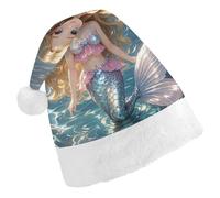 BNVOPTRE Cappello di Natale adulto, Cappello di Natale stampato sirena,Cappello adulto del partito di Natale,Cappello del cranio di Babbo Natale