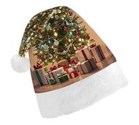 BNVOPTRE Cappello di Natale adulto, Regali dell'albero di Natale stampato cappello di Natale, cappello adulto della festa di Natale, cappello del cranio di Babbo Natale