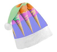 BNVOPTRE Cappello di Natale per adulti, cappello di Natale stampato gradiente arcobaleno gelato, cappello da festa di Natale per adulti, cappello a teschio di Babbo Natale