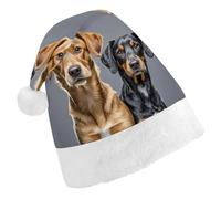 BNVOPTRE Cappello di Natale per adulti, due diversi cani stampati cappello di Natale,Cappello da festa di Natale adulto,Cappello di teschio di Babbo Natale