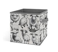 BNVOPTRE Scatola di immagazzinaggio, scatola di immagazzinaggio del fumetto nero bianco pecora stampata, scatola di immagazzinaggio del giocattolo, scatola di immagazzinaggio portatile, scatola di