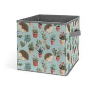 BNVOPTRE Scatola di immagazzinaggio, scatola di immagazzinaggio stampata del fiore in vaso di riccio, scatola di immagazzinaggio del giocattolo, scatola di immagazzinaggio portatile, scatola di