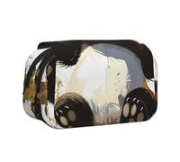 BNVSADC Astuccio a doppio strato con stampa a forma di bottiglia di vino rosso, con stampa in vetro, per studenti, bambini, adolescenti, artisti, viaggi e ufficio, Panda 1, Taglia unica, Astuccio per