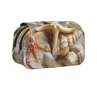 BNVSADC Astuccio a doppio strato con stampa a tema spiaggia con conchiglie, grande capacità, organizer per studenti, bambini, adolescenti, artisti, viaggi e ufficio, Seashell Beach Theme, Taglia unica