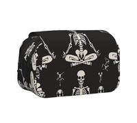 BNVSADC Astuccio a doppio strato con stampa con ananas tropicale, grande capacità, organizer per studenti, bambini, adolescenti, artisti, viaggi e ufficio, Teschio Yoga, Taglia unica, Astuccio per