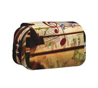 BNVSADC Astuccio a doppio strato con stampa con farfalle viola, grande capacità, organizer per studenti, bambini, adolescenti, artisti, viaggi e ufficio, Musica., Taglia unica, Astuccio per trucchi