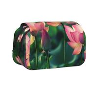 BNVSADC Astuccio a doppio strato con stampa con formula matematica, grande capacità, organizer per studenti, bambini, adolescenti, artisti, viaggi e ufficio, Fiori di loto, Taglia unica, Astuccio per