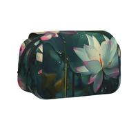 BNVSADC Astuccio a doppio strato con stampa con formula matematica, grande capacità, organizer per studenti, bambini, adolescenti, artisti, viaggi e ufficio, Stampa Fiori Di Loto, Taglia unica