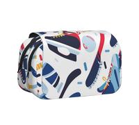 BNVSADC Astuccio a doppio strato con stampa con formula matematica, grande capacità, organizer per studenti, bambini, adolescenti, artisti, viaggi e ufficio, Elementi di hockey con fantasia creativa